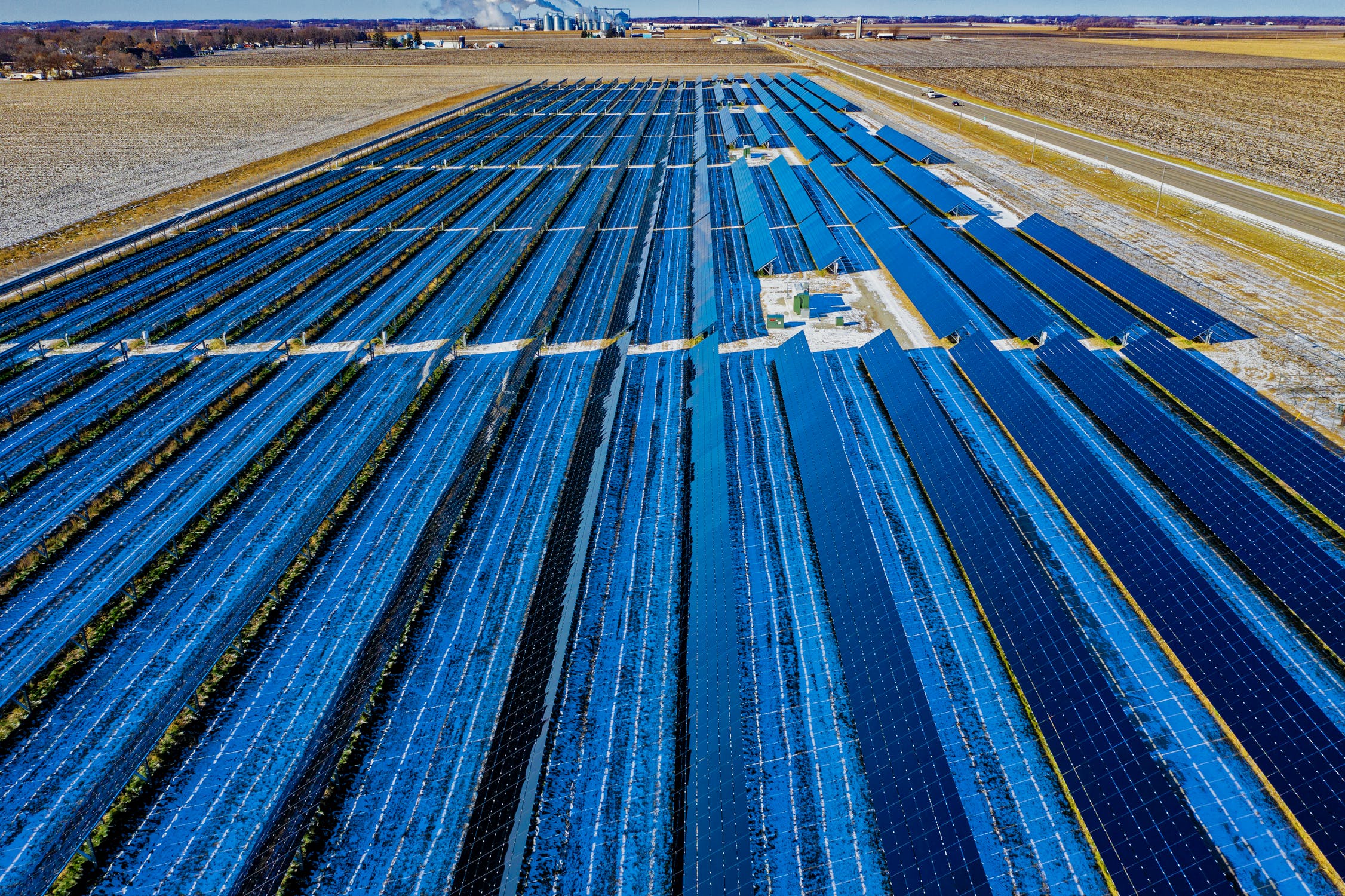 Solar panels in a desert field