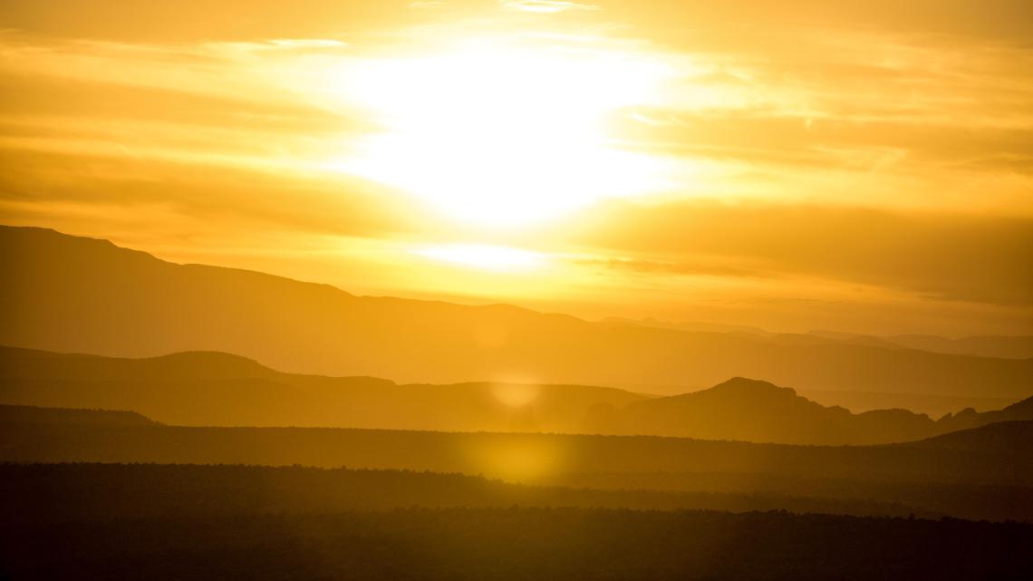 sunset over mountains