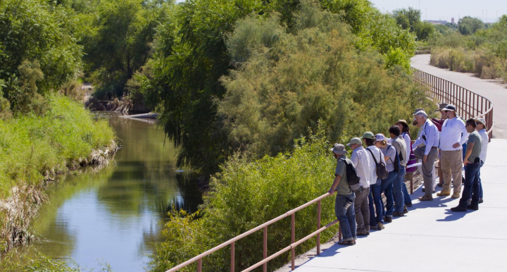 group standing by wash in Arizona