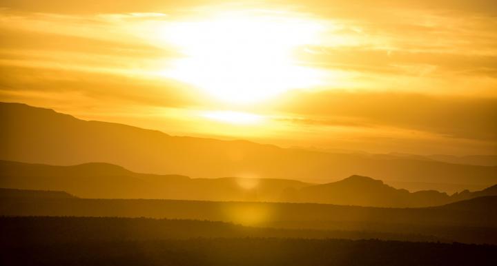 sunset over mountains